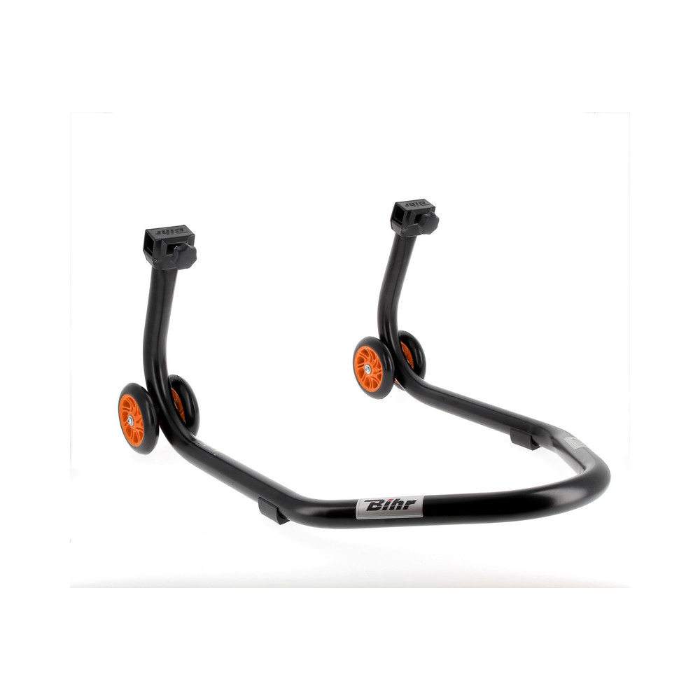 Béquille arrière BIHR Home Track supports en "V" noir mat roues orange