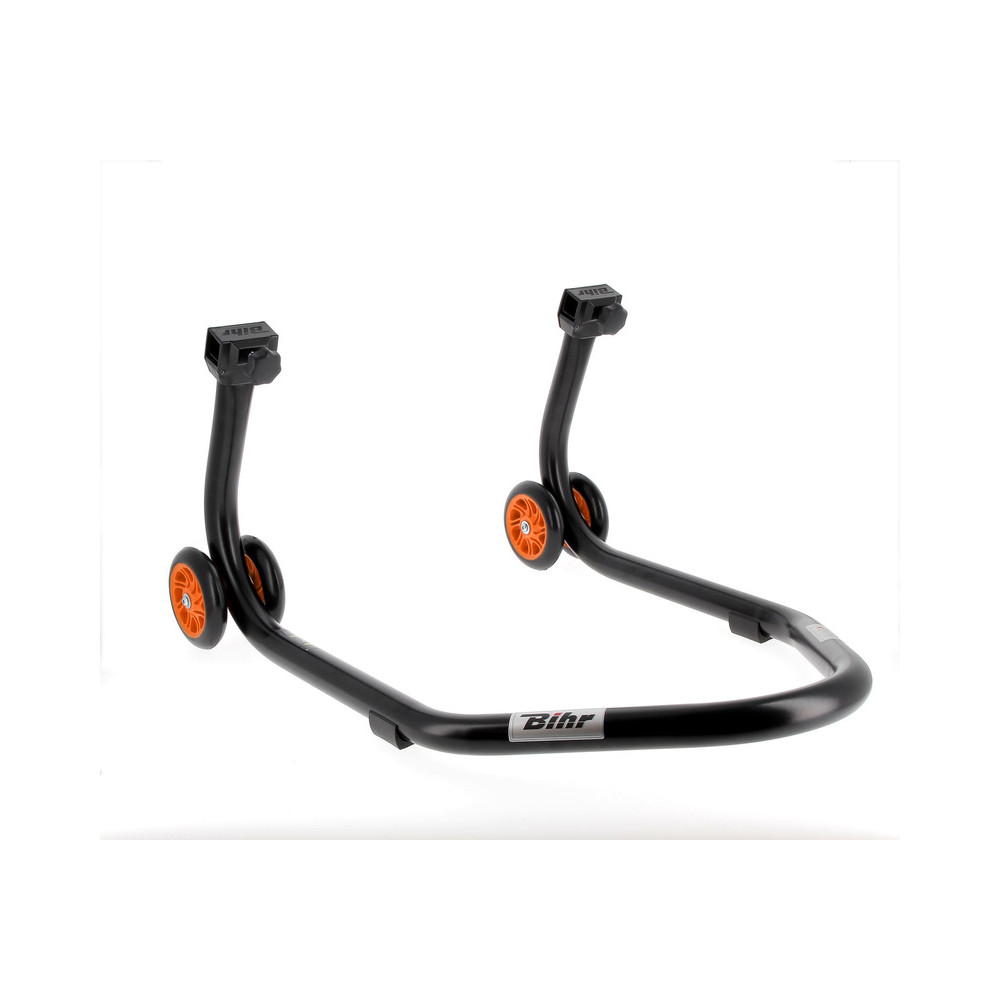 Béquille arrière BIHR Home Track supports en "L" noir mat roues orange