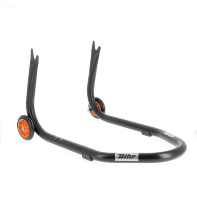 Béquille arrière BIHR Home Track fixe supports en "V" noir mat roues orange