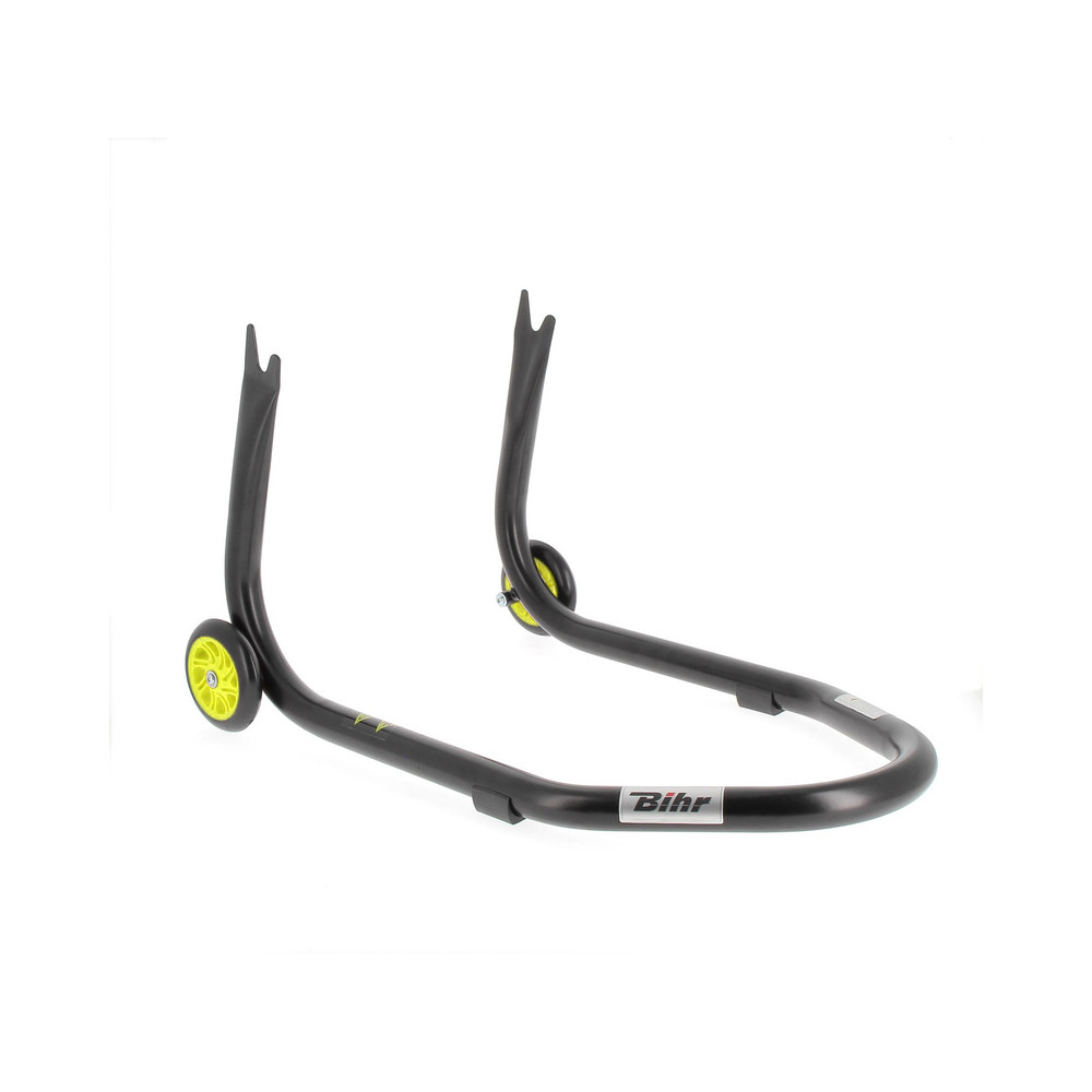 Béquille arrière BIHR Home Track fixe supports en "V" noir mat roues jaune