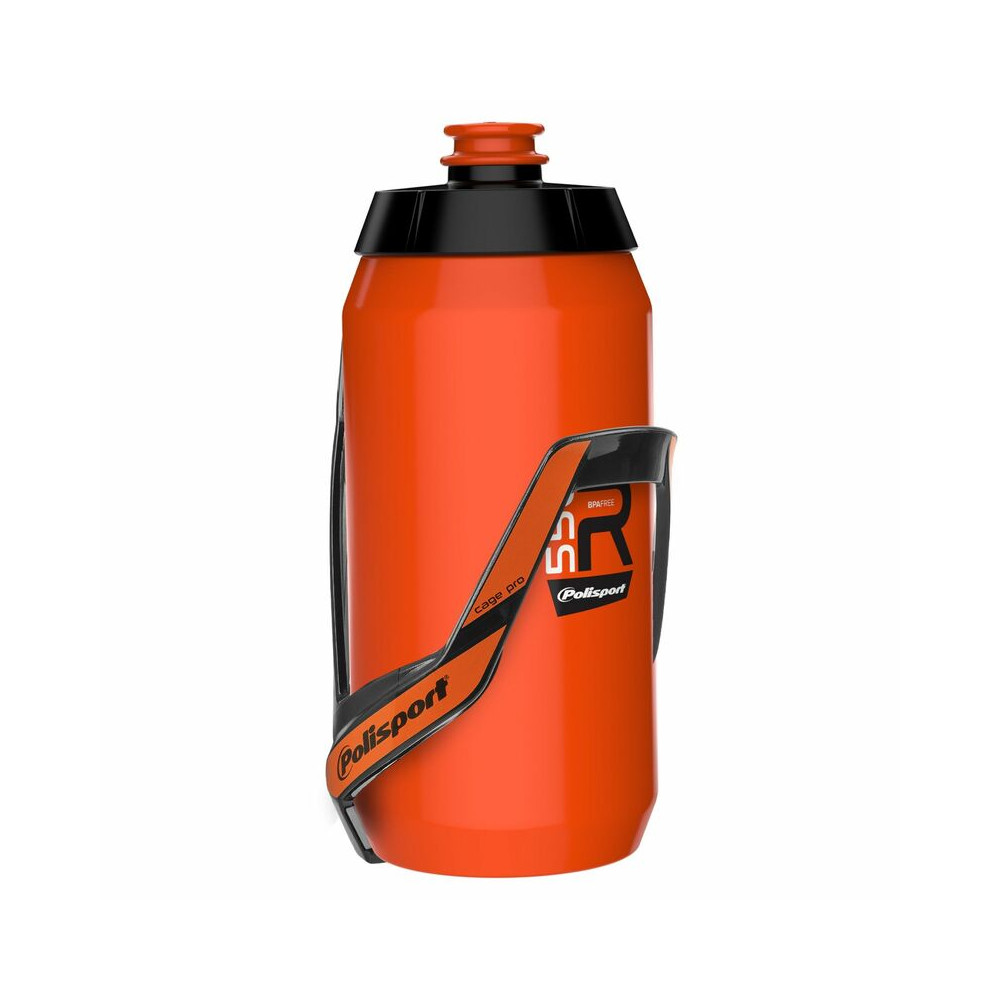 Kit porte bidon Pro + bidon R550 POLISPORT orange - 550ml