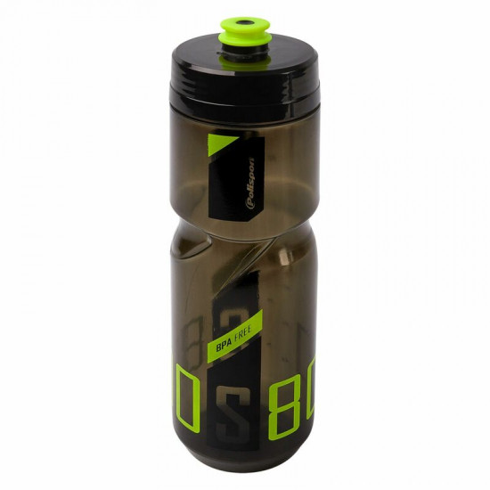 Bidon POLISPORT S800 clair noir/Lime vert bouchon à visser 700ml