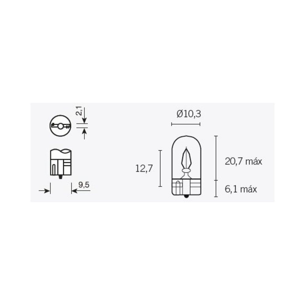 Ampoule TECNIUM T10 12V 3W - x10