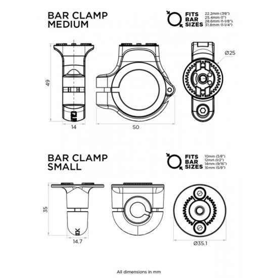 Base de support guidon QUAD LOCK 360 - medium