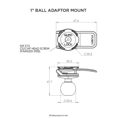 Adaptateur boule 1" QUAD LOCK - support moto RAM