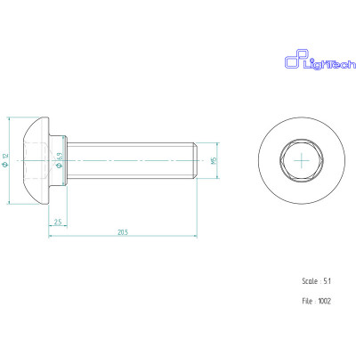 Vis LIGHTECH M5 X 20,5 Type 1002 Ergal or à l'unité