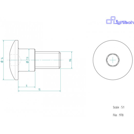 Vis LIGHTECH M6 X 15 Type 978 Ergal or à l'unité