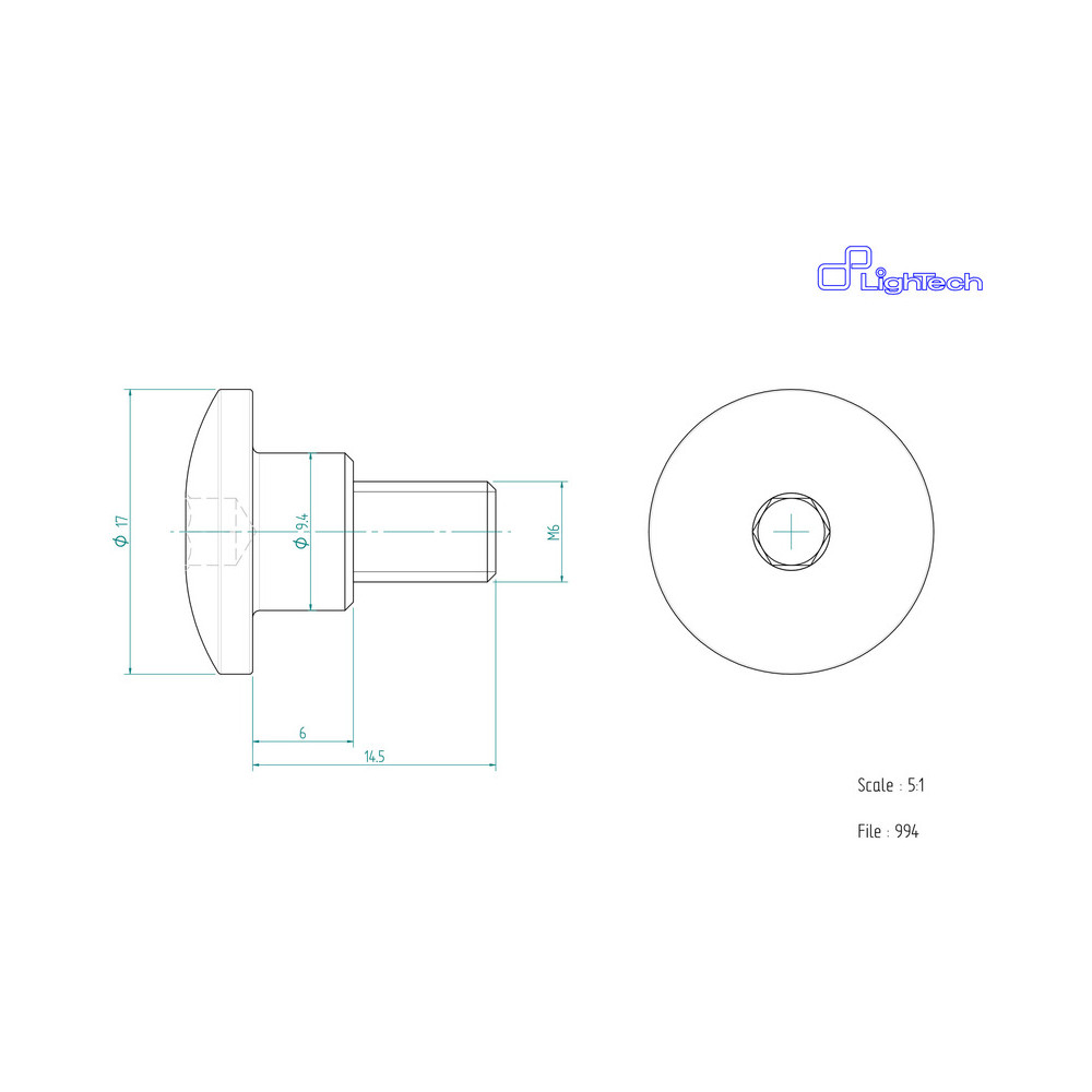 Vis LIGHTECH M6 X 14,5 Type 994 Ergal or à l'unité