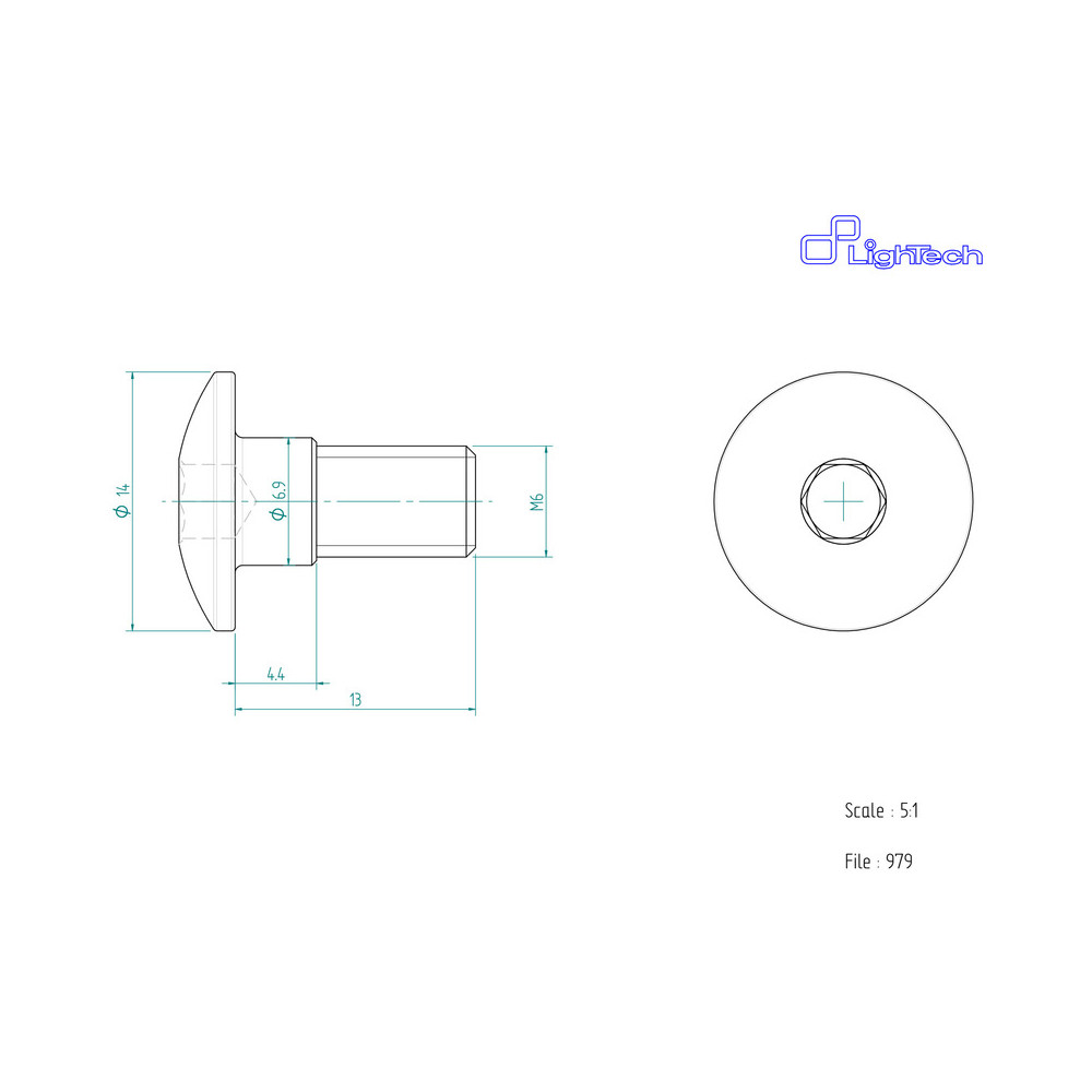 Vis LIGHTECH M6 X 13 Type 979 Ergal or à l'unité