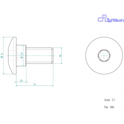Vis LIGHTECH M6 X 14 Type 980 Ergal or à l'unité