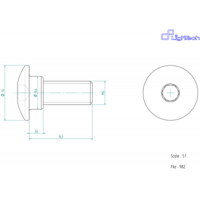 Vis LIGHTECH M6 X 16 Type 982 Ergal or à l'unité