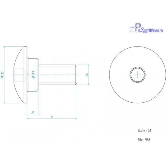 Vis LIGHTECH M6 X 15 Type 998 Ergal argent à l'unité