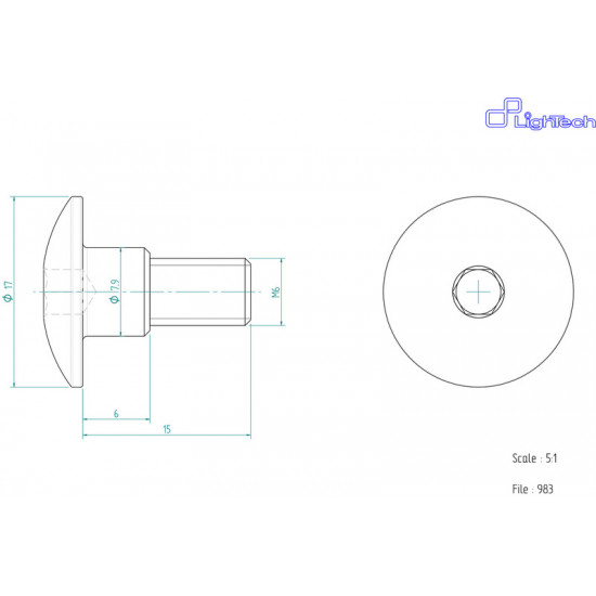Vis LIGHTECH M6 X 15 Type 983 Ergal or à l'unité