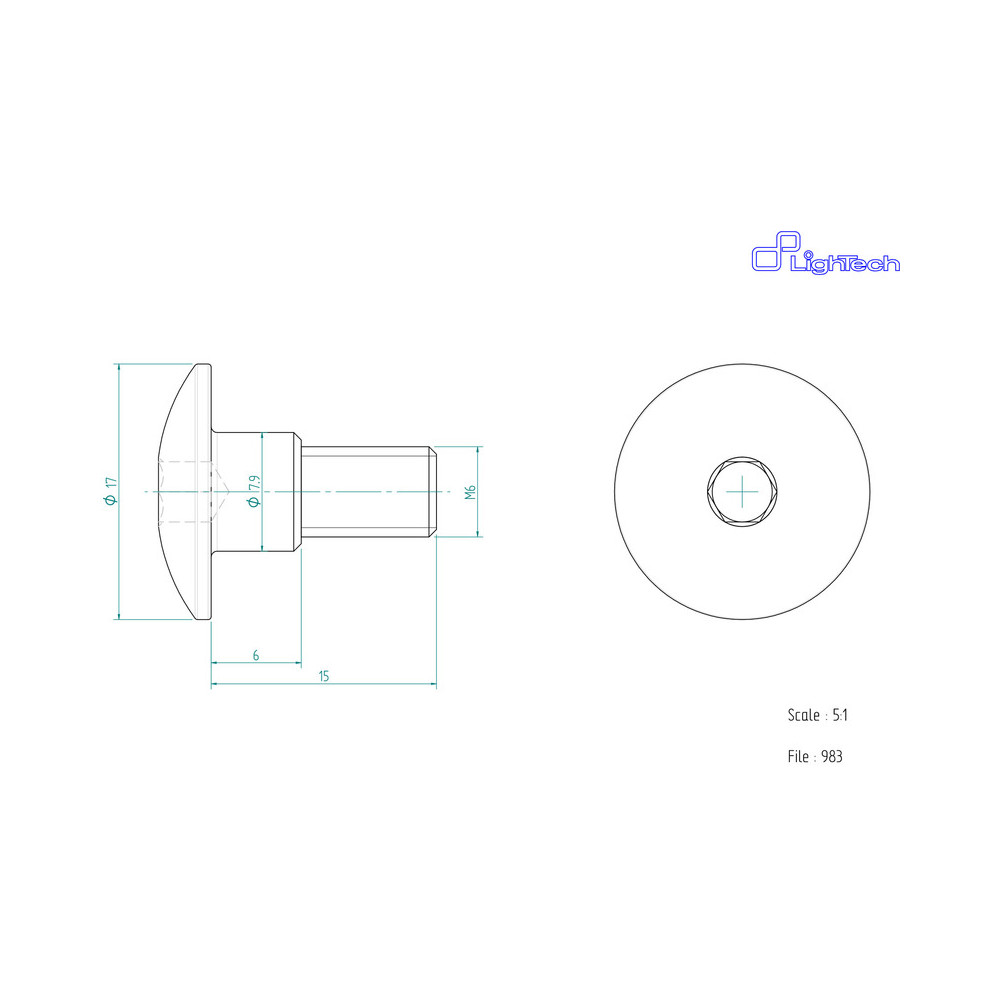 Vis LIGHTECH M6 X 15 Type 983 Ergal or à l'unité