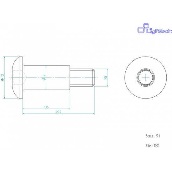Vis LIGHTECH M5 X 20,5 Type 1001 Ergal cobalt à l'unité