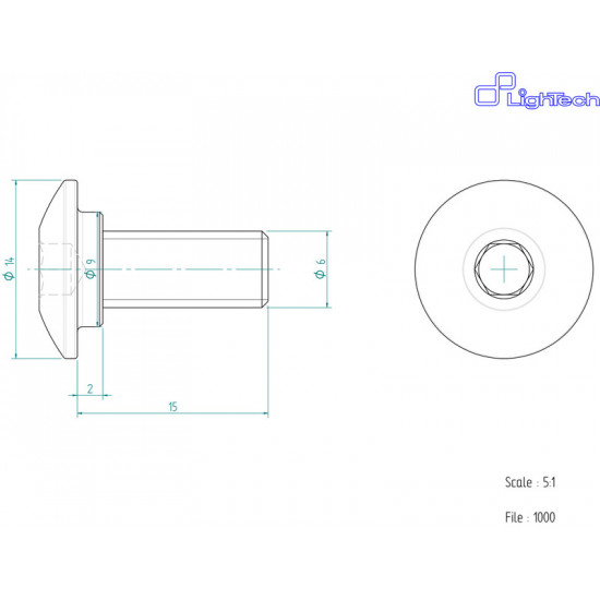 Vis LIGHTECH M6 X 15 Type 1000 Ergal or à l'unité