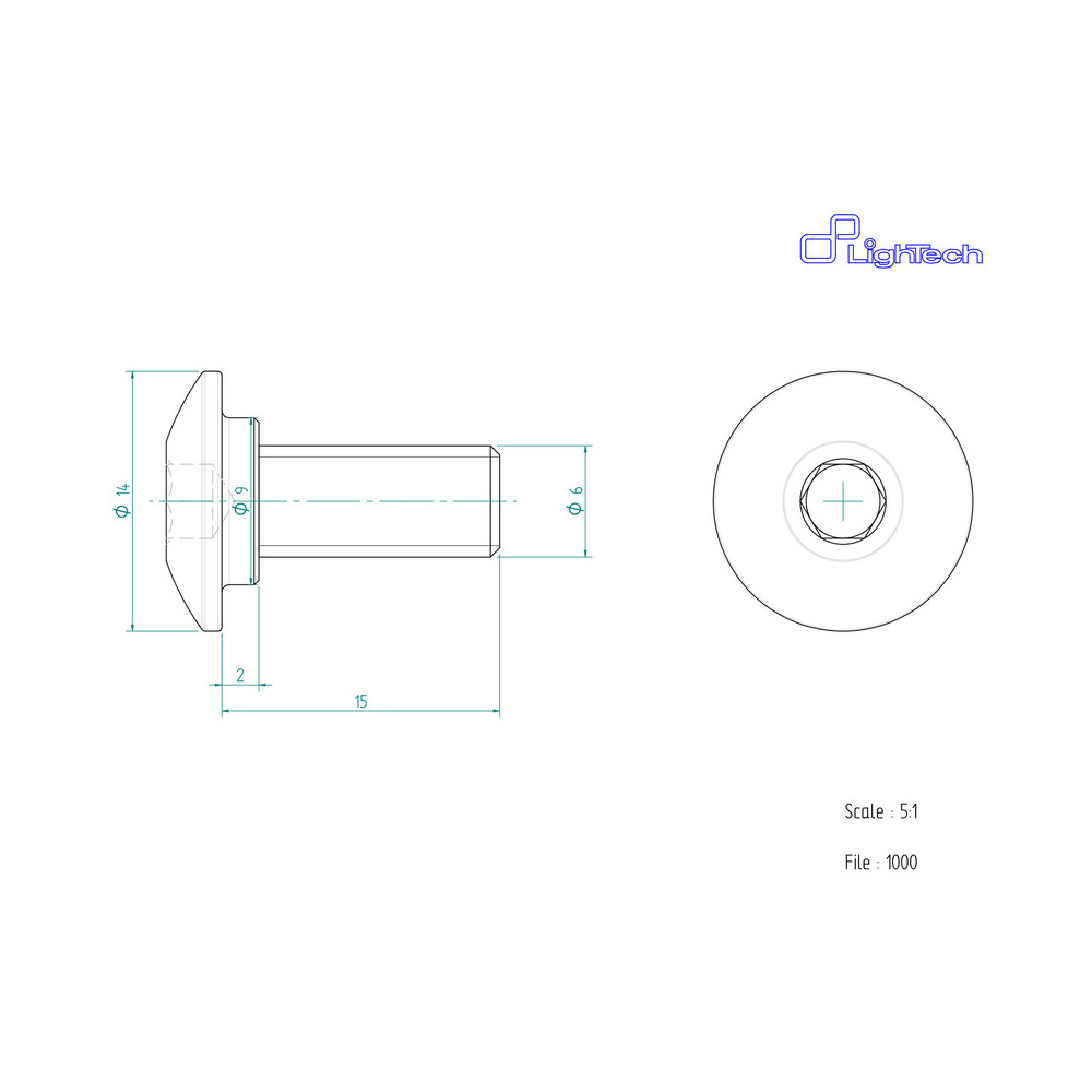 Vis LIGHTECH M6 X 15 Type 1000 Ergal argent à l'unité