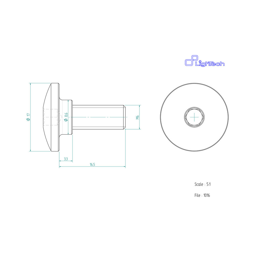 Vis LIGHTECH M6 X 16,5 Type 1016 Ergal or à l'unité