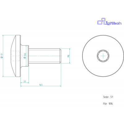 Vis LIGHTECH M6 X 16,5 Type 1016 Ergal or à l'unité