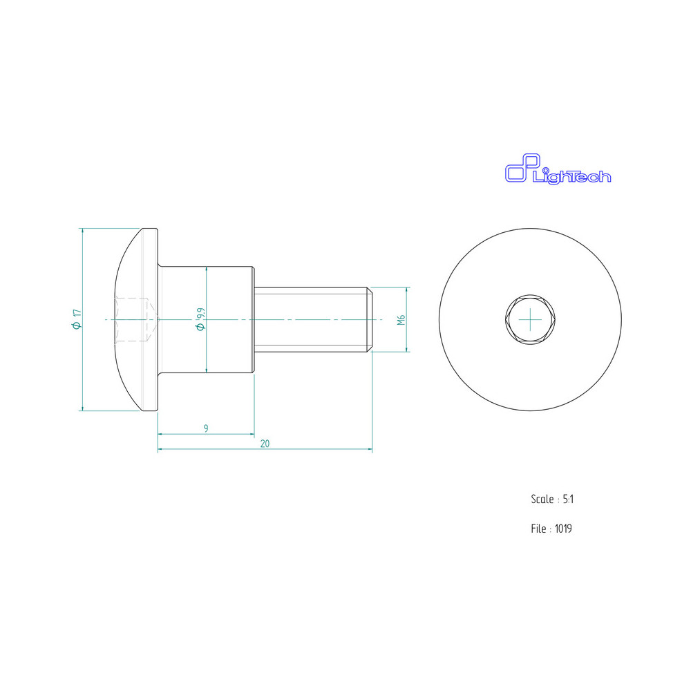 Vis LIGHTECH M6 X 20 Type 1019 Ergal argent à l'unité