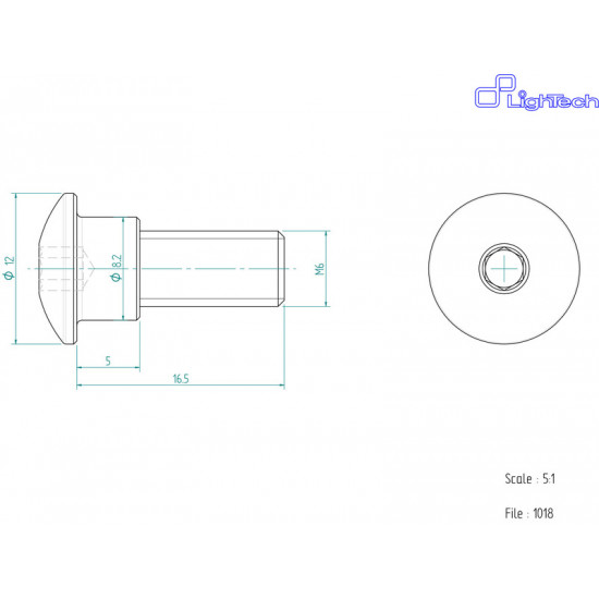 Vis LIGHTECH M6 X 16,5 Type 1018 Ergal or à l'unité