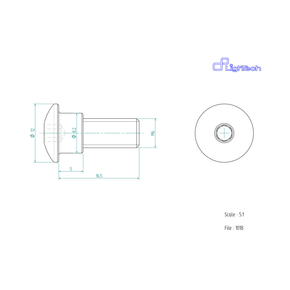 Vis LIGHTECH M6 X 16,5 Type 1018 Ergal or à l'unité