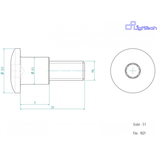 Vis LIGHTECH M6 X 20 Type 1021 Ergal or à l'unité