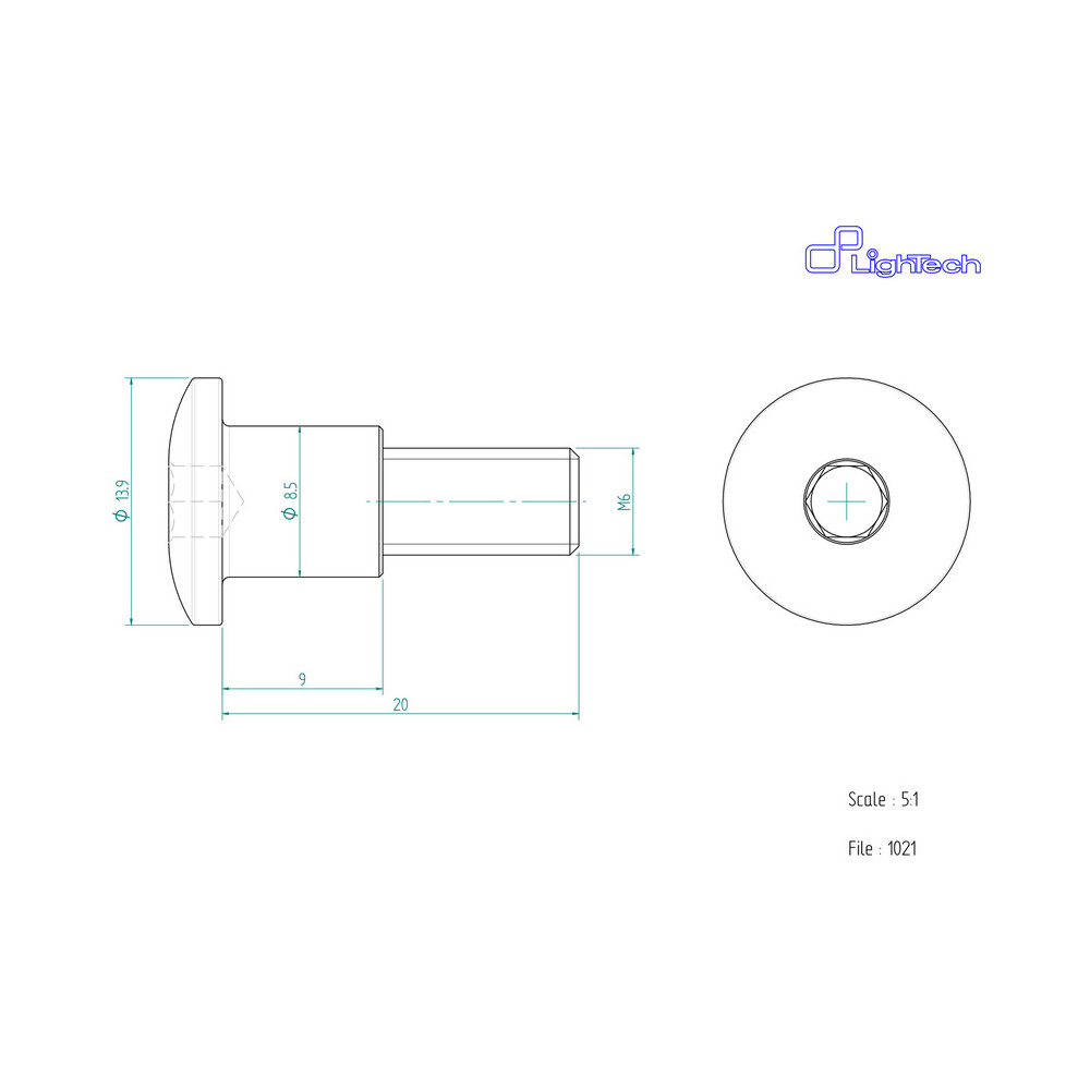 Vis LIGHTECH M6 X 20 Type 1021 Ergal or à l'unité