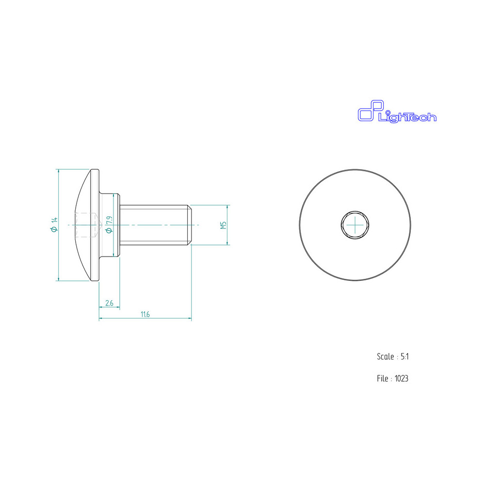 Vis LIGHTECH M5 X 11 Type 1023 Ergal or à l'unité