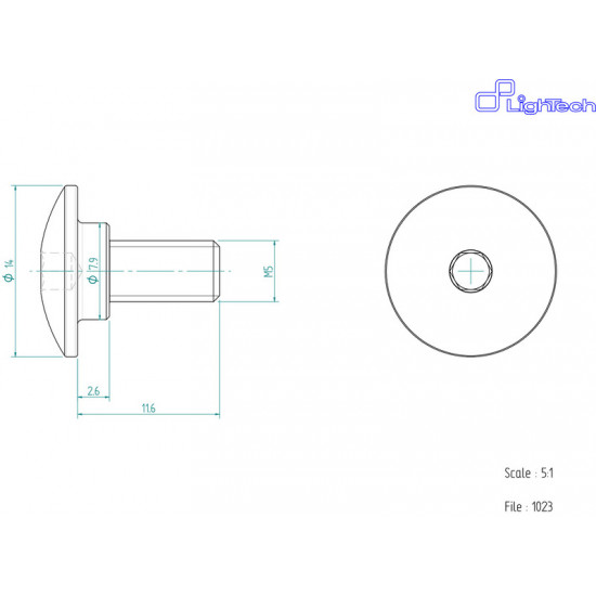Vis LIGHTECH M5 X 11 Type 1023 Ergal argent à l'unité