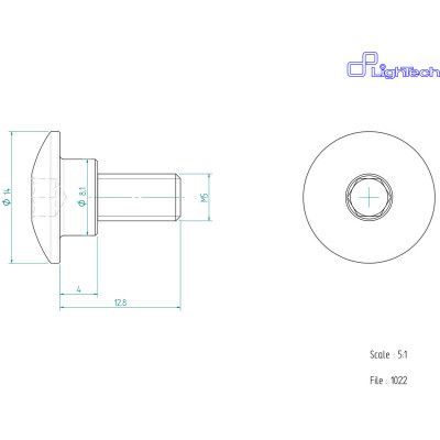 Vis LIGHTECH M5 X 12,8 Type 1022 Ergal or à l'unité