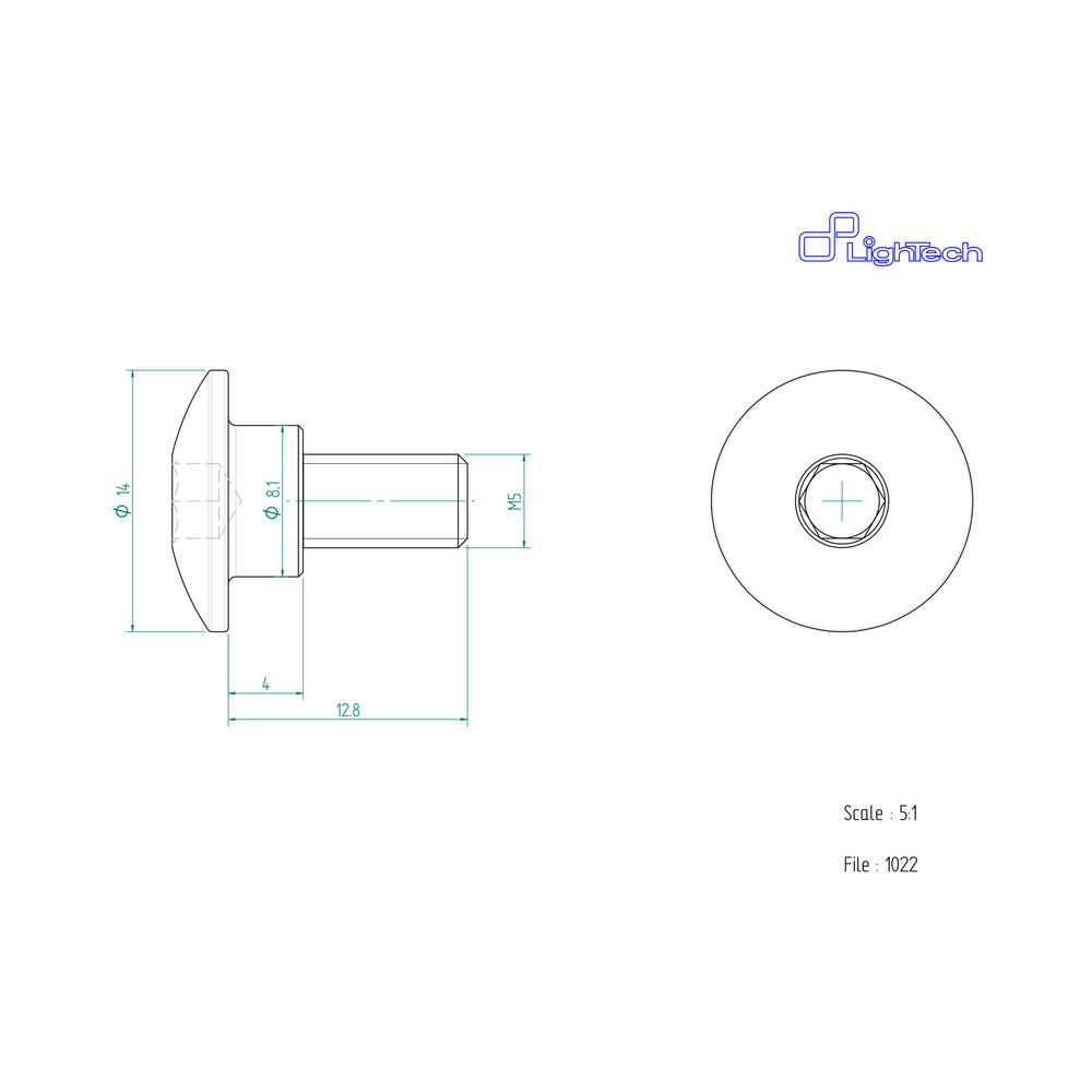 Vis LIGHTECH M5 X 12,8 Type 1022 Ergal argent à l'unité