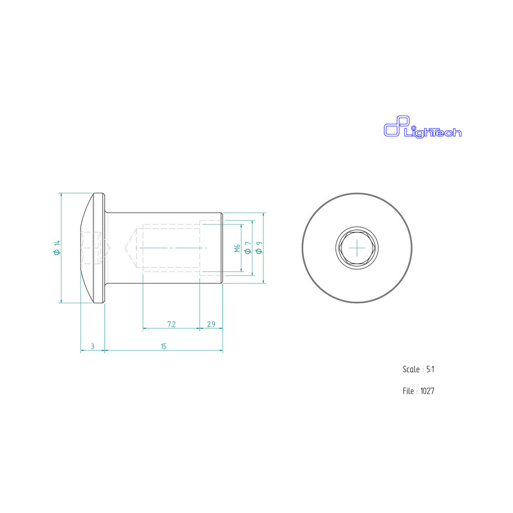 Vis LIGHTECH M6 X 7,2 Type 1027 Ergal or à l'unité