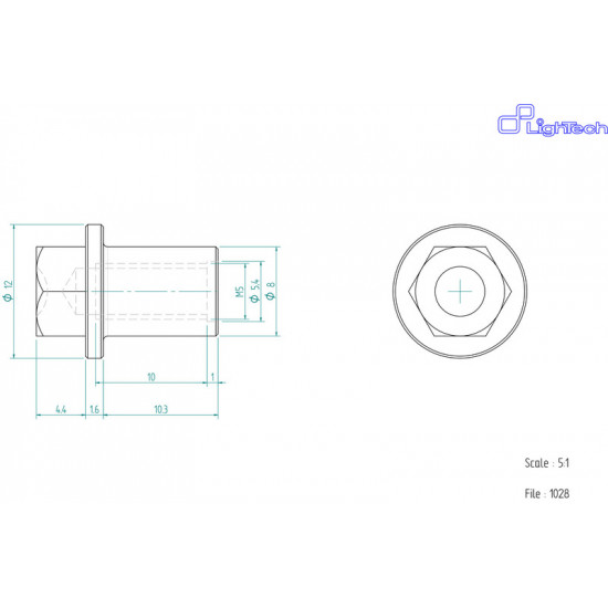 Vis LIGHTECH M5 X 10,3 Type 1028 Ergal or à l'unité