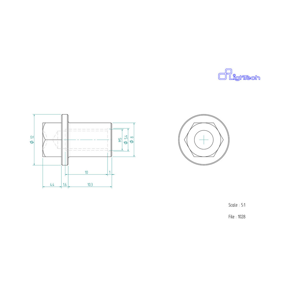 Vis LIGHTECH M5 X 10,3 Type 1028 Ergal or à l'unité