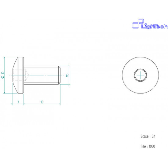 Vis LIGHTECH M5 x 10 Type 1030 Ergal cobalt à l'unité