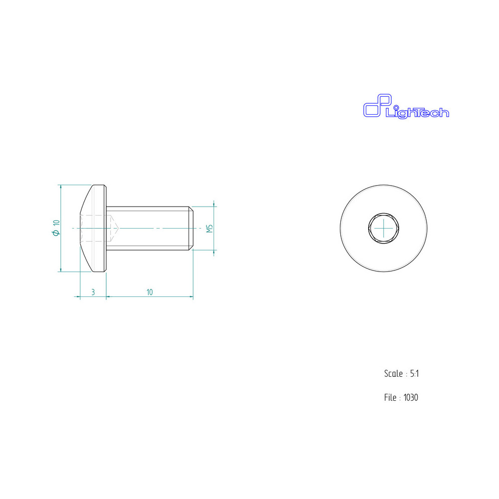 Vis LIGHTECH M5 x 10 Type 1030 Ergal cobalt à l'unité