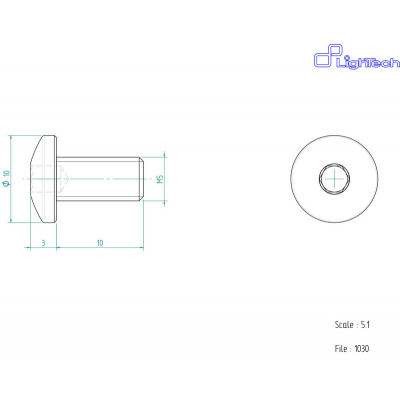 Vis LIGHTECH M5 x 10 Type 1030 Ergal or à l'unité