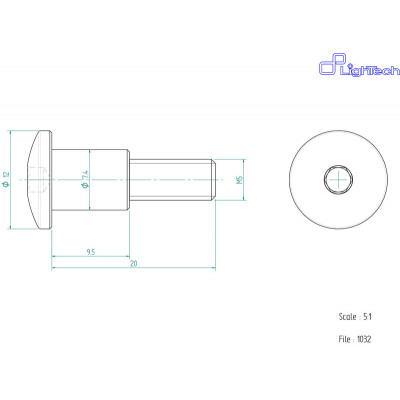 Vis LIGHTECH M5 X 20 Type 1032 Ergal or à l'unité