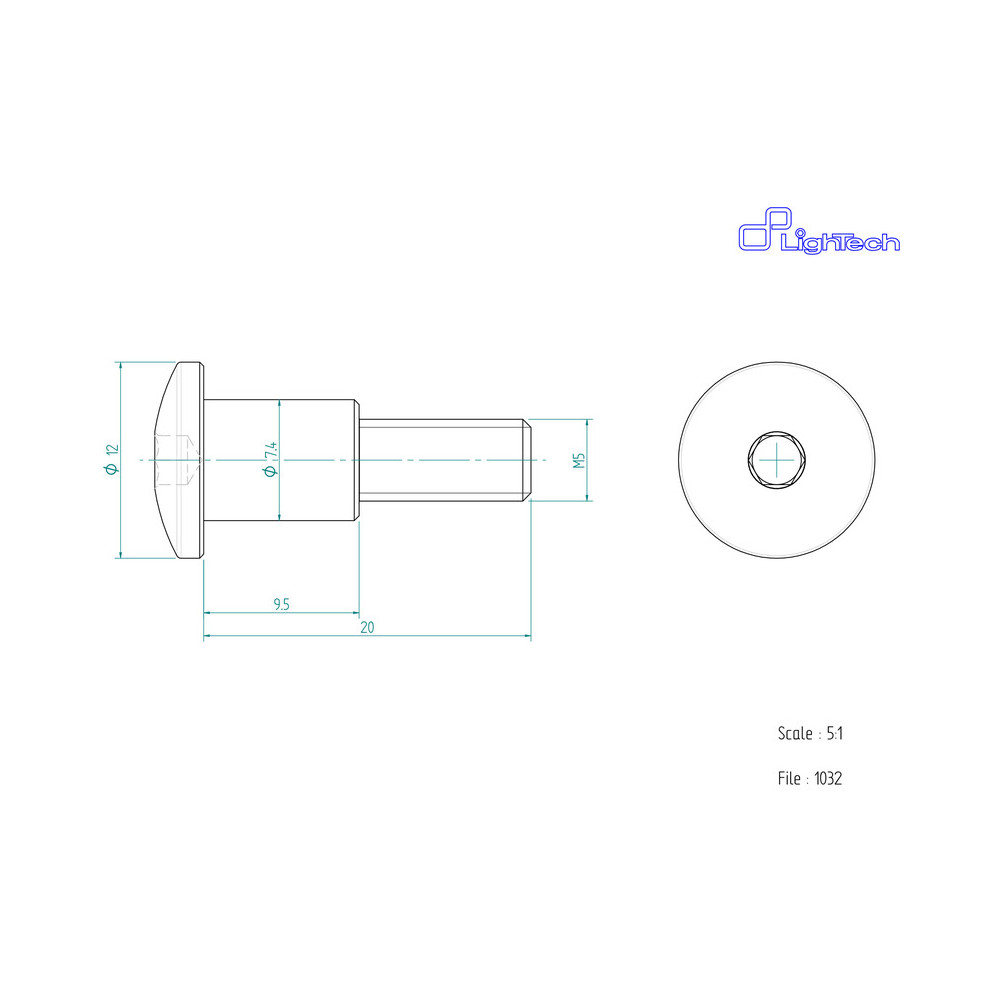 Vis LIGHTECH M5 X 20 Type 1032 Ergal argent à l'unité