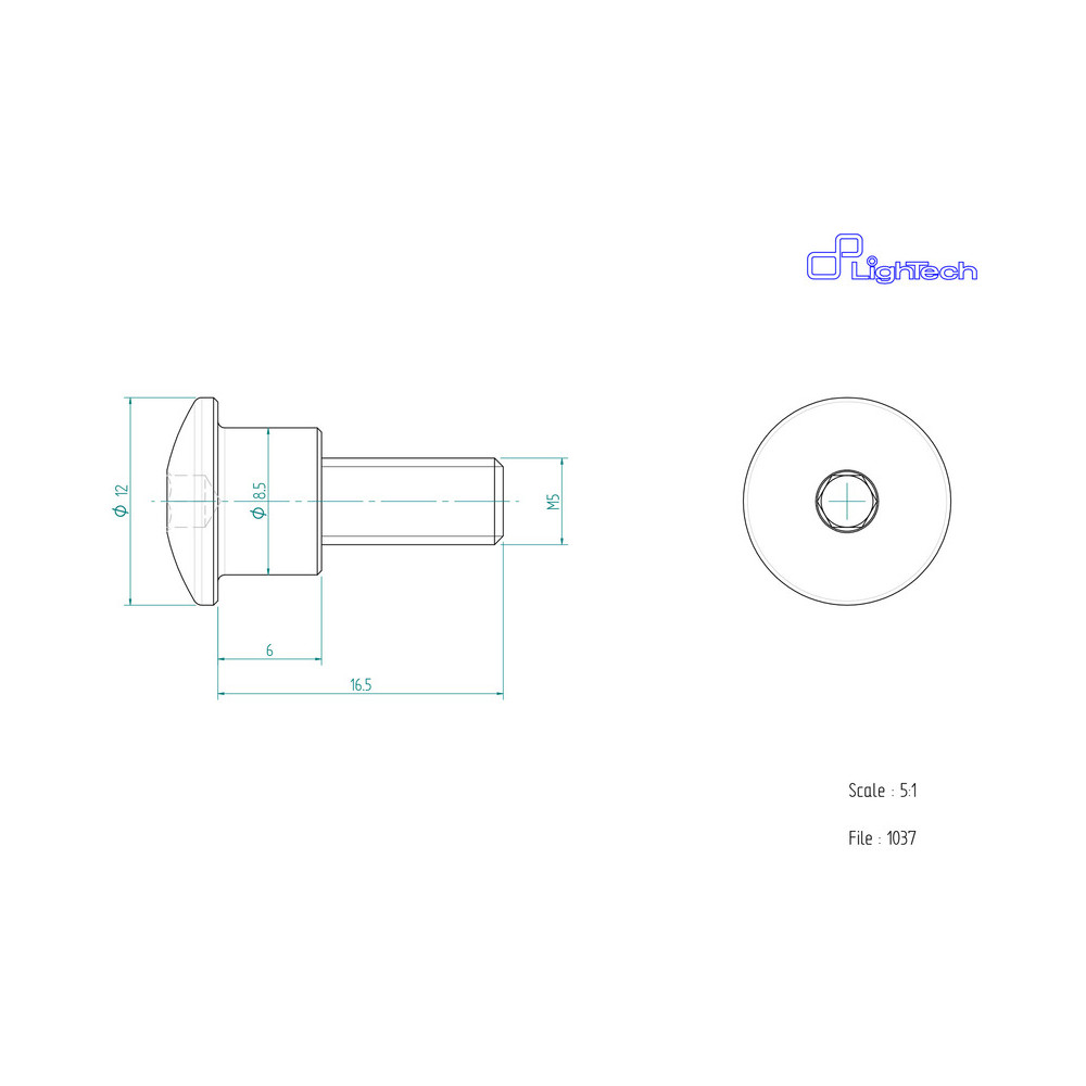 Vis LIGHTECH M5 X 17 Type 1037 Ergal or à l'unité