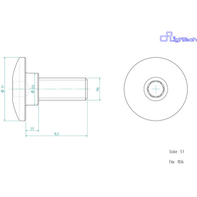 Vis LIGHTECH M6 X 16,5 Type 1034 Ergal or à l'unité