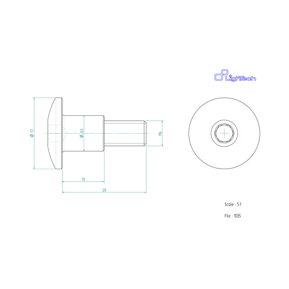 Vis LIGHTECH M6 X 20 Type 1035 Ergal or à l'unité