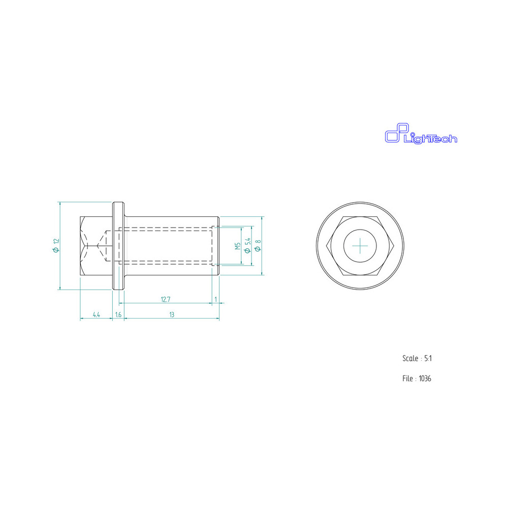 Vis LIGHTECH M5 X 13 Type 1036 Ergal cobalt à l'unité