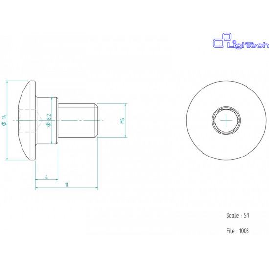 Vis LIGHTECH M6 X 11 Type 1003 Ergal or à l'unité