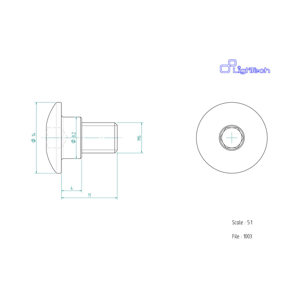 Vis LIGHTECH M6 X 11 Type 1003 Ergal argent à l'unité