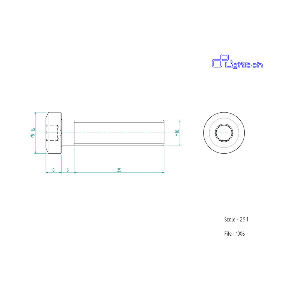 Vis LIGHTECH M10 X 40 Type 1006 Ergal cobalt à l'unité