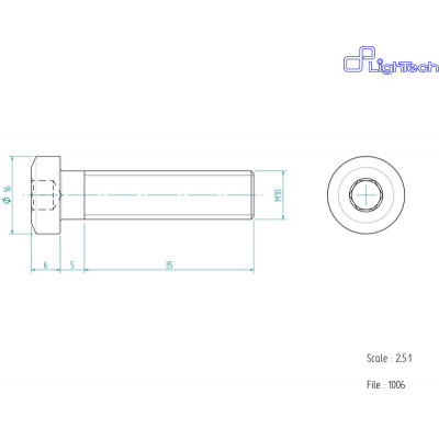 Vis LIGHTECH M10 X 40 Type 1006 Ergal argent à l'unité