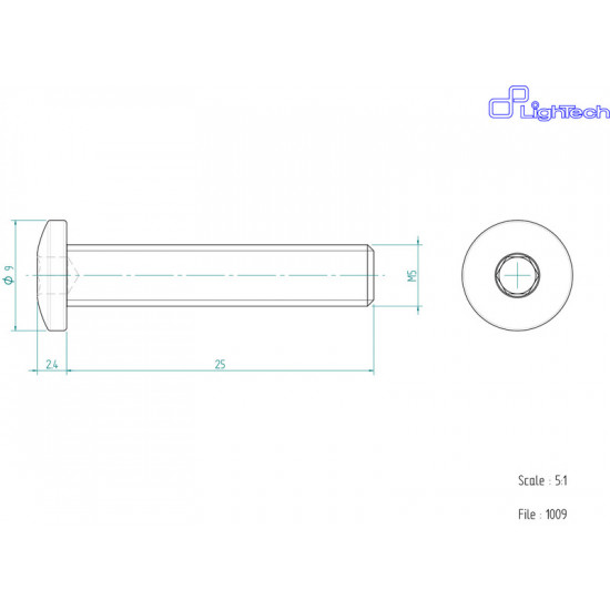 Vis LIGHTECH M5 X 25 Type 1009 Ergal cobalt à l'unité