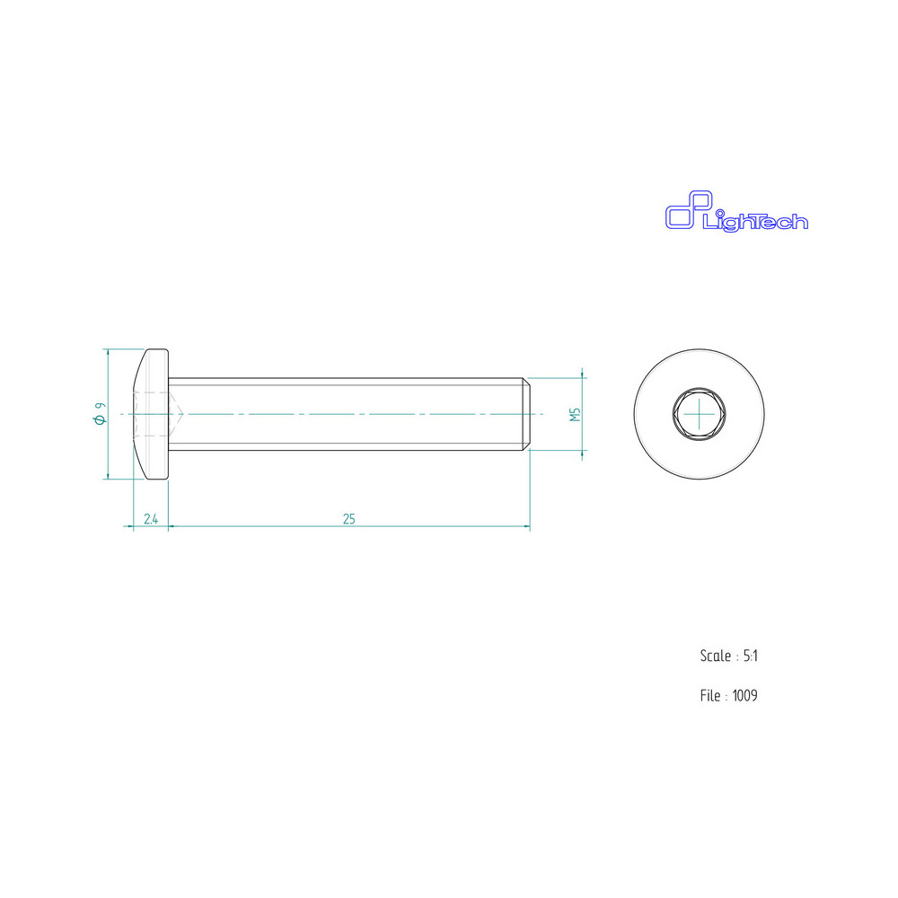 Vis LIGHTECH M5 X 25 Type 1009 Ergal cobalt à l'unité